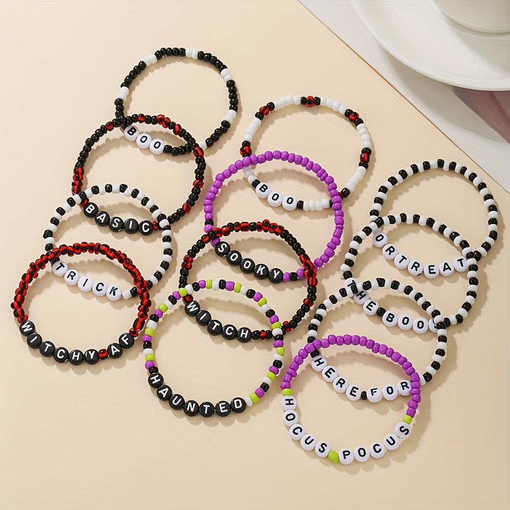 Halloween Colorful Acrylic BOO Bracelet Set